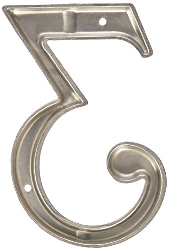 Baldwin Estate 90673.150.Cd Solid Brass Traditional House Number Three In Satin Nickel, 4.75" #TOP1