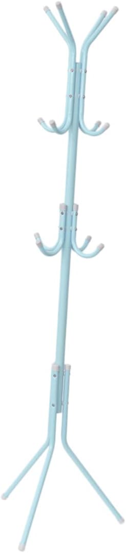 Zerodeko Coat Rack Freestanding Tree Stand Iron Tapered Hooks Sturdy Design 12 Hooks 3 Tiered Hat Rack Purse Holder Home Bedroom Blue