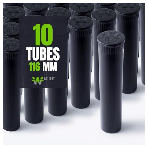 W Gallery 10 Black 116mm Tubes, Pop Top Joint Is Open, Smell-Proof Pre-Roll Blunt J Oil-Cartridge BPA-Free Plastic Container Holder Vial fits RAW Cones 110mm 109mm King Lean 98 Special, 120mm