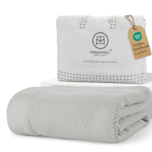 Threadmill Luxury Cotton Herringbone King Blanket