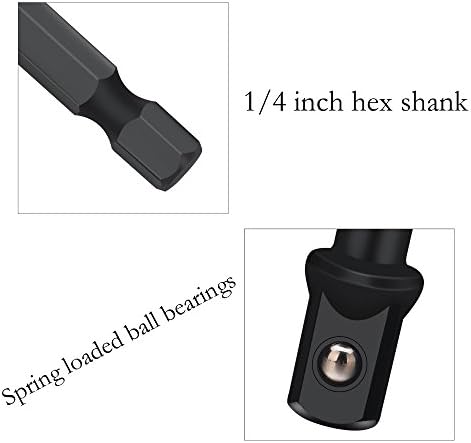 Drill Socket Adapter for Impact Driver with Hex Shank to Square Socket Drill Bits Bar Extension Set 8 Pieces