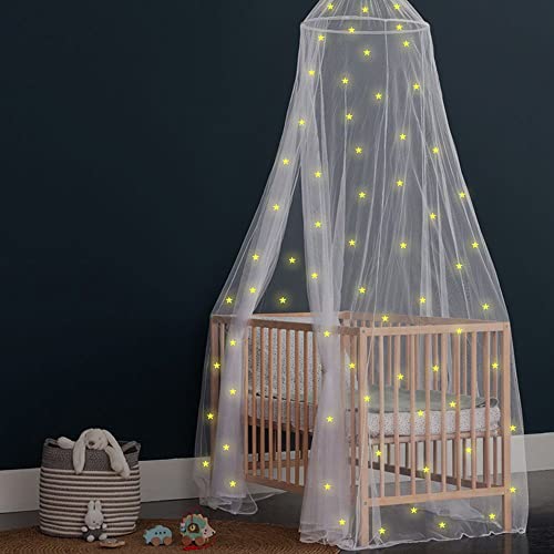 Miniatura 3 de Dosel Para Cama Con Estrellas Luminosas Prepegadas, Mosquitero De Princesas Para Decoración De Habitación De Niñas, Cortinas Para Cama Con Dosel Para Niños Y Camas De Bebé