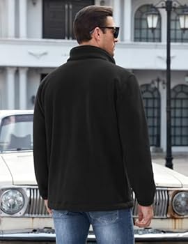 Nadeer Herenjas voor in de winter, fleece sweatshirt met ritssluiting en zakken, warme jas met opstaande kraag voor sport, wandelen, outdoor, trekking, Militair Groen, XL
