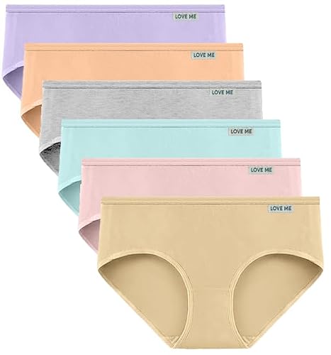 Premium Cotton Four-way stretch Panties - MULTIPACK - Regular and Plus Sizes - Classic Briefs for Women (UAE/KSA, Alpha, L, Regular, Light Shades - 6 Pcs Pack)