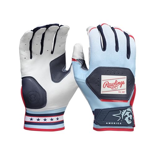 Rawlings | Workhorse Adult Batting Gloves | USA 250 Americana Edition - Navy/Red | Adult Medium