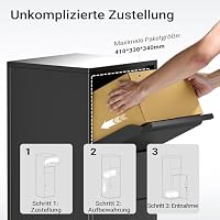 Wiltec Paketkasten schwarz 460 x 450 x 1400 mm, Paketbox Zuhause, Private Paketannahme passend für Pakete der Größe S und L, Standbriefkasten – Ansicht 4
