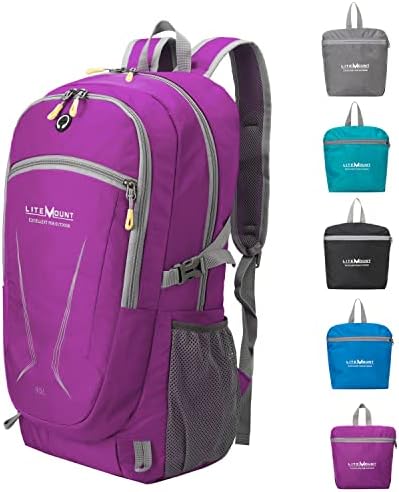 LITEMOUNT Lightweight Packable Backpack, Hiking Backpack, Outdoor Travel Daypack (D.Purple)