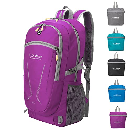 Litemount Lightweight Packable Backpack, Hiking Backpack, Outdoor Travel Daypack (D.purple) #TOP1