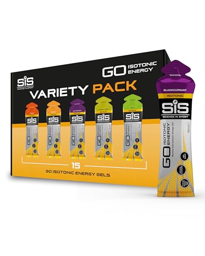 Science In Sport GO Isotonic Energy Gels Running Gels with 22g Carbohydrates Low Sugar Variety Pack of Assorted Flavours 60ml Per Serving (15 Pack)