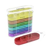 GEASY Tablettenbox 7 Tage 4 Fächer - Pillendose - Fester Verschluss - Niederländisch (Mehrfarbig)