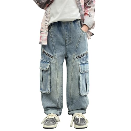 Boy's Loose Straight Leg Jeans Casual Denim Pants Long Trousers Boys Casual Baggy Denim Pants