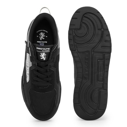 Image of Red Tape Men's Sneakers White Grey Pu Mesh Round Toe Lace-Up