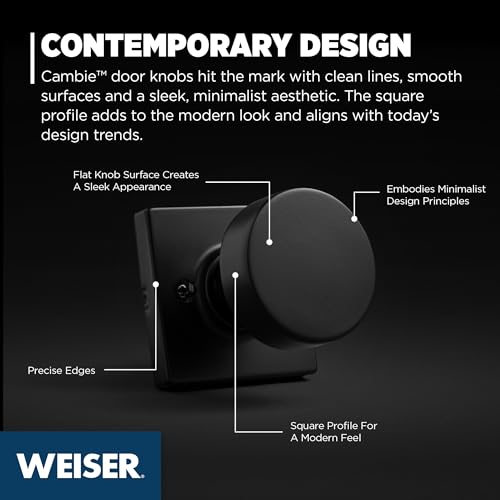Weiser Cambie Matte Black Door Knob, Non-turning Interior Door Handles/Dummy Knobs for Wardrobe, Closet Door & French Doors, Cabinet Handle/Cupboard Handles, Modern Home Décor by Weiser - Image 2