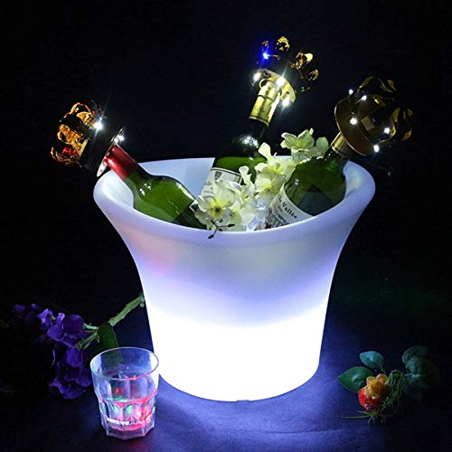 Cubitera led, Colorido LED Hielo Cubo de Champán Ice Bucket Cubo De Hielo Con Cambio De Color LED, Cubeta Grande Para Enfriadores De 5L Con 7 Colores Carga Descoloración Impermeable Para 3 Wine Bar Lu Cover