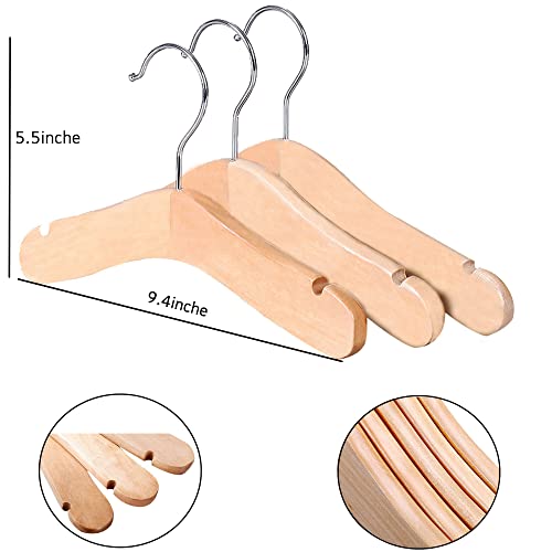 10Pcs Children's Wooden Hangers Natural Wooden Kids Hanger Coat Clothes Toddler Hangers For Baby Clothes Closet，Pet Hangers（9.4 Inches） #TOP5