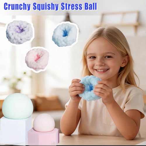 Crunchy Squishy Stress Ball, Crunchy Stress Ball with Beads, ASMR Smoothie Squeeze Toy, Anxiety Relief Fidget Ball for Adults & Kids, Party Favors and Employee Gifts(Blue) - Image 4