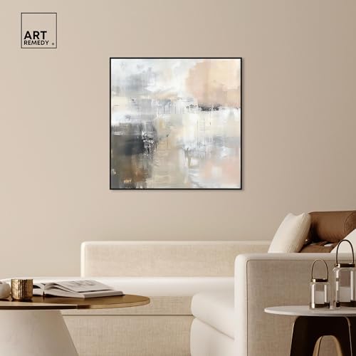 Art Remedy Drifting Canvas Colorful Abstract Wall Art, Black Frame, 40" x 40" by Art Remedy - Used condition - Image 3
