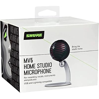 Shure MV5 Digital Condenser Microphone with USB and Lightning Cables - Black with Red Foam