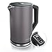 Produktbild Arendo - Edelstahl Wasserkocher mit Temperatureinstellung 40-100 Grad in 5er Schritten - Doppelwand Design - Modell ELEGANT - 1,5 Liter - 2200 W - Teekocher mit Temperaturanzeige - GS - Vulkangrau