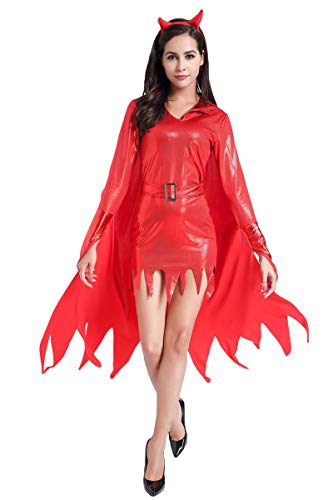 Xinwcang Halloween Fledermaus Kostüm Damen Halloween Kostüm Cosplay Kostüm Rot XL Cover