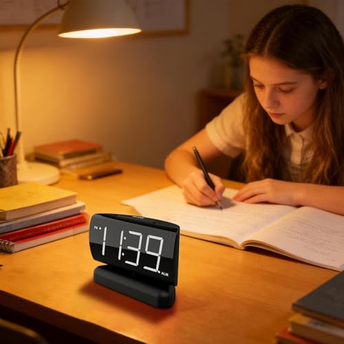 Reloj con pantalla digital alarma de dígitos grandes para evitar la fatiga visual nocturna 4