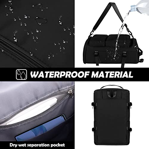 Travel Backpack, Carry On Backpack For Men/Women, Hiking Backpack Waterproof Outdoor Sports Rucksack Sports Gym Bag Backpack With Shoes Compartment & Wet Pocket, Lightweight & Waterproof, Black #TOP3