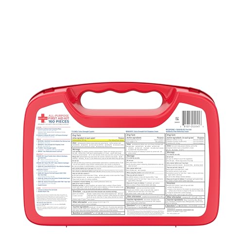 BAND-AID Brand All-Purpose Portable Compact First Aid Kit for Minor Cuts, Scrapes, Burns & Aches, Wound Care Essentials for Home, Car, Dorm, Travel, Cruise, Camping & Outdoor Emergency Kit, 160 Piece