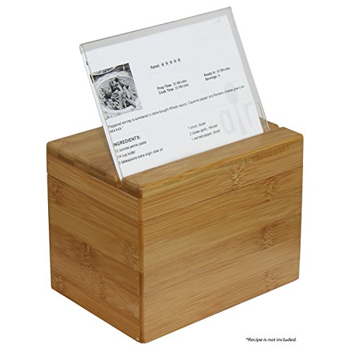 Oceanstar Bamboo Recipe Box With Divider, Natural, 6.80" W X 4.90" D X 5.10" H #TOP3