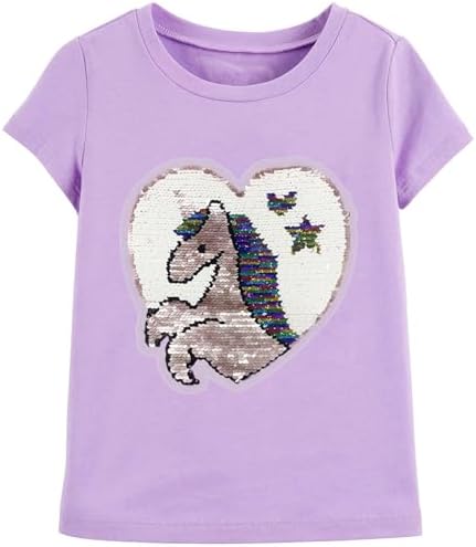 Toddler Girls Magic Flip Sequin Animal T-Shirt Cotton Short Sleev...