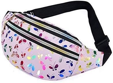 Estwell Bum Waist Bag for Women Girls Fashion PU Leather Waterproof Ladies Festival Fanny Pack Lightweight Hip Pouch Travel Holiday Waist Pack Shiny Bumbag