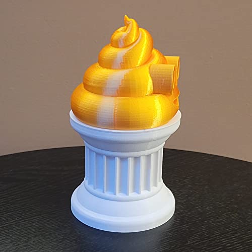 Znet3D Poop Emoji Trophy - 6" Inches Tall On A White Pillar - Perfect Award & Gift - Handmade W/Additive Manufacturing (Silk Gold) #TOP4