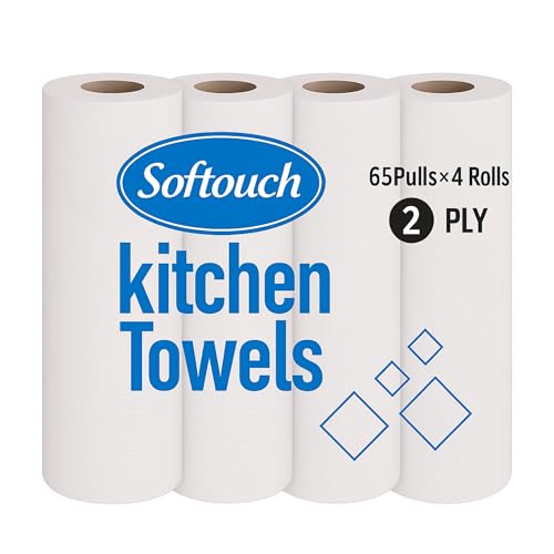 Image of Softouch 4 Rolls 2 Ply Kitchen Towel Tissue Paper Roll 65 Sheet Per Roll