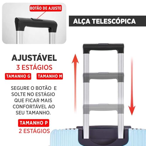 Mala de Viagem Dublin Rígida 360° Santino Preta G - AMZV204G (Azul Claro)