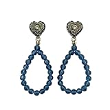 Alpenflüstern DOR076 - Pendientes para traje regional con forma de corazón con gotas de perlas, para traje regional (colores tradicionales), uno que es, Metal