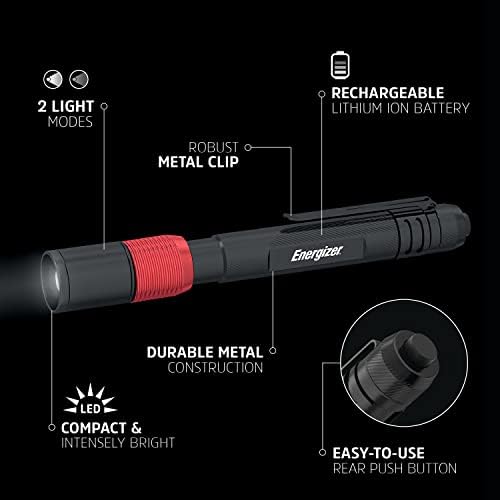 Energizer Penlight, Rechargeable Torch, For Indoor and Outdoor Lights, Built-in Battery, Black