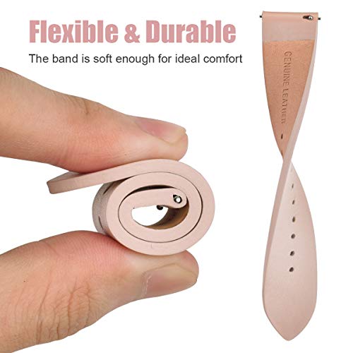 V-Moro Leather Strap Compatible With Galaxy Watch 4/Watch 5 Band 40Mm 44Mm With Rose Gold Stainless Steel Buckle For Samsung Galaxy Watch 5 Pro/Watch 42Mm/Watch3 41Mm/Active 2 40Mm 44Mm Pink Women #TOP2