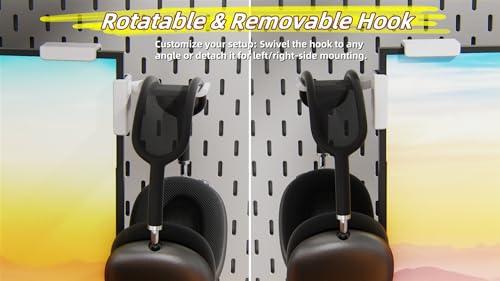 wigmoa 【1PACK Clamp-On Monitor Headphone Stand – Adjustable Headset Holder with 360° Rotating Hook, Silicone Protection, Space-Saving Desk Organizer for Office, Gaming & Study YA-C (Black) — view 5