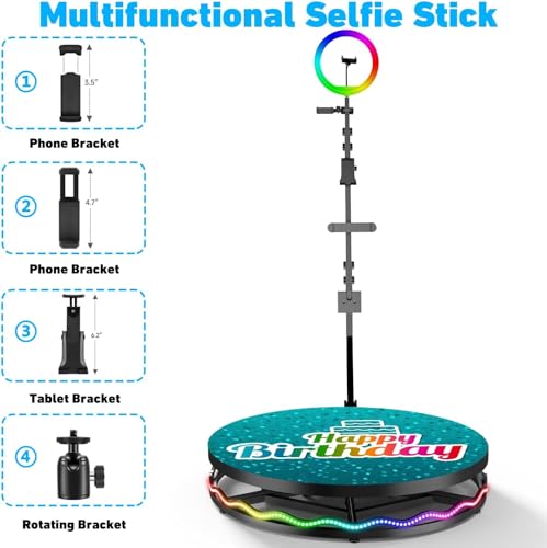 360 Photo Booth Machine for Parties with Ring Light Selfie Holders Remote Control Automatic Slow Motion 360 Camera Booth for Cheristmas Wedding (80cm 31.5 inches)