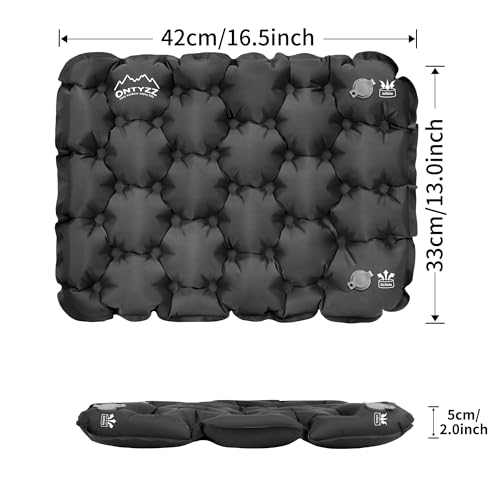ONTYZZ Inflatable Seat Cushion Lightweight Airplane Seat Cushion Stadium Seat Travel Cushion for Climbing Hiking Office Airplane, Black