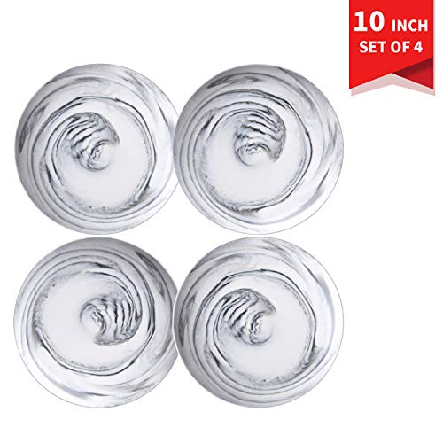 Yundu Grey Marbled 10 Inch Dinner Plates,Set Of 4,Microwave Safe,Plates Set #TOP1