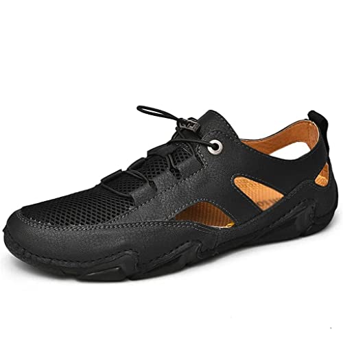 Leather Mens Sandals Breathable Mesh Casual Shoes Men Outdoor Beach Sandals Men Slippers