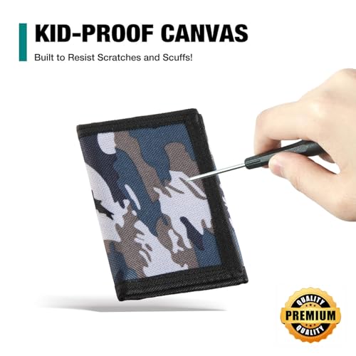 Image of Kids Wallets for Boys & Girls, Camo & Canvas Wallet with Coin Pocket for Gifts