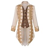 OFOKEDA Men's Medieval Steampunk Jacket Victorian Literature Retro Gothic Tuxedo Halloween Costume (YT2303WH-white, S)
