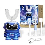 Well Before Kids U Shaped Electric Toothbrush with 5 Brush Heads, Ultrasonic, 5 Modes, IPX7 Waterproof Design (Spaceman, Vib-Blue, Ages 2-7)