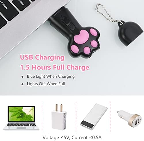 vsshe Cat Dog Red Pointer Light Toy, 7 in 1 Paw Style Cat Toys Cat Dog Interactive Toy, USB Rechargeable LED Cat Pen Light, Pet Scratching Practice Chase Training Tool (Black)