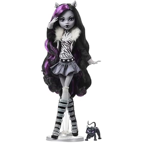 Monster High Doll, Clawdeen Wolf in Black and White, Reel Drama Collector Doll, Doll-Size and Life-Size Posters, Horror Flick Theme, Toys and Gifts Cover