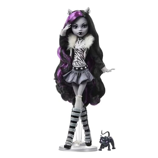 Monster High Doll, Clawdeen Wolf in Black and White, Reel Drama Collector Doll, Doll-Size and Life-Size Posters, Horror Flick Theme, Toys and Gifts