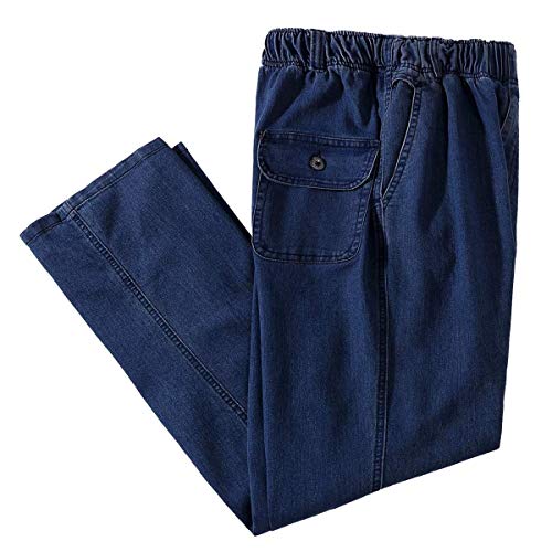 Ylingjun Mens Elastic Waist Jeans Casual Loose Fit Pull On Jeans Denim Pants