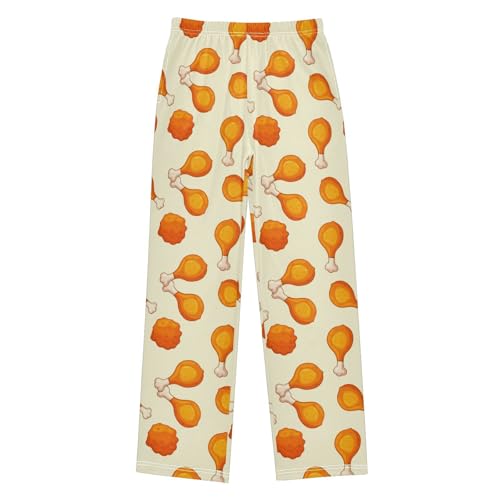 J JOYSAY Fried Chicken Piece Beige Pajamas Pants Soft Long Pajama Bottoms Lounge Sleep Pants Size S-XL