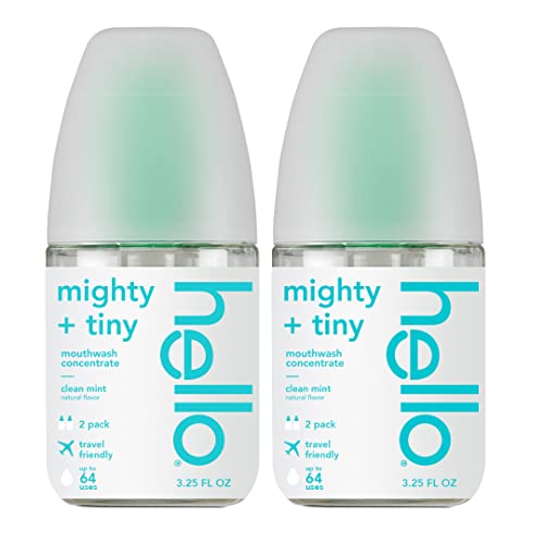 Hello Clean Mint Mouthwash Concentrate For Bad Breath, Alcohol Free Travel Size Mouthwash Made With Coconut Oil And Tea Tree Oil, Helps Freshen Breath, 2 Pack, 3.25 Fl Oz Pump Bottles #TOP5
